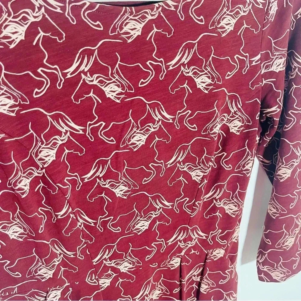 NEW Boden Penny Jersey Midi Dress Wild Horses Burgundy Western Cowgirl Bohemian - Picture 6 of 8